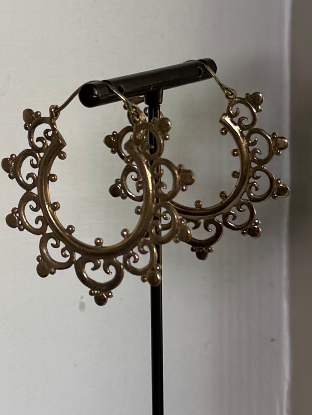 Brass Filigree Hoop Earrings